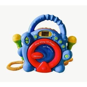 Deluxe Sing Along CD Player with Microphones, blue Karaoke Pretend Play